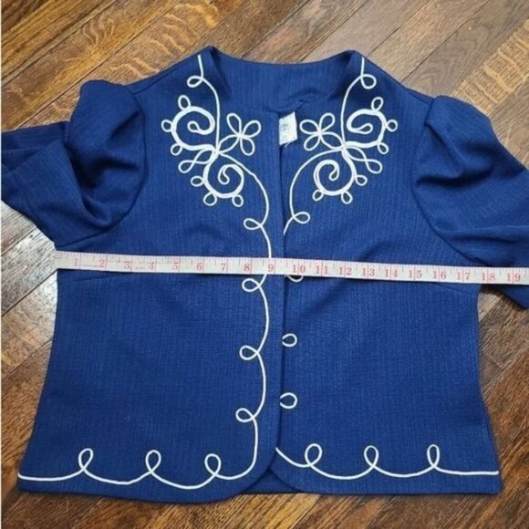 Vintage 60's 70's Navy Blue Cropped Bolero Jacket ILGWU USA made Boho Grannycore - Picture 8 of 10